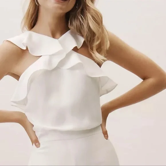 Monique Lhuillier White Jumpsuit-Size 6